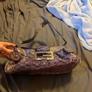 Guess Purple Embossed Shoulder Bag